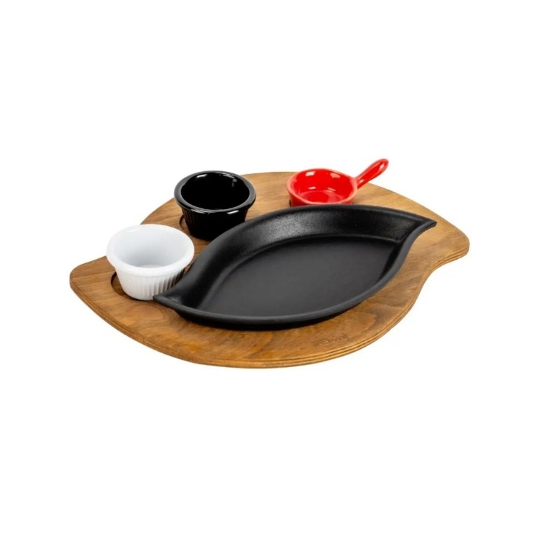 GÖZ ŞEKLİ SERVİS TABAĞI 15X26CM AHŞAP ALTLIKLI